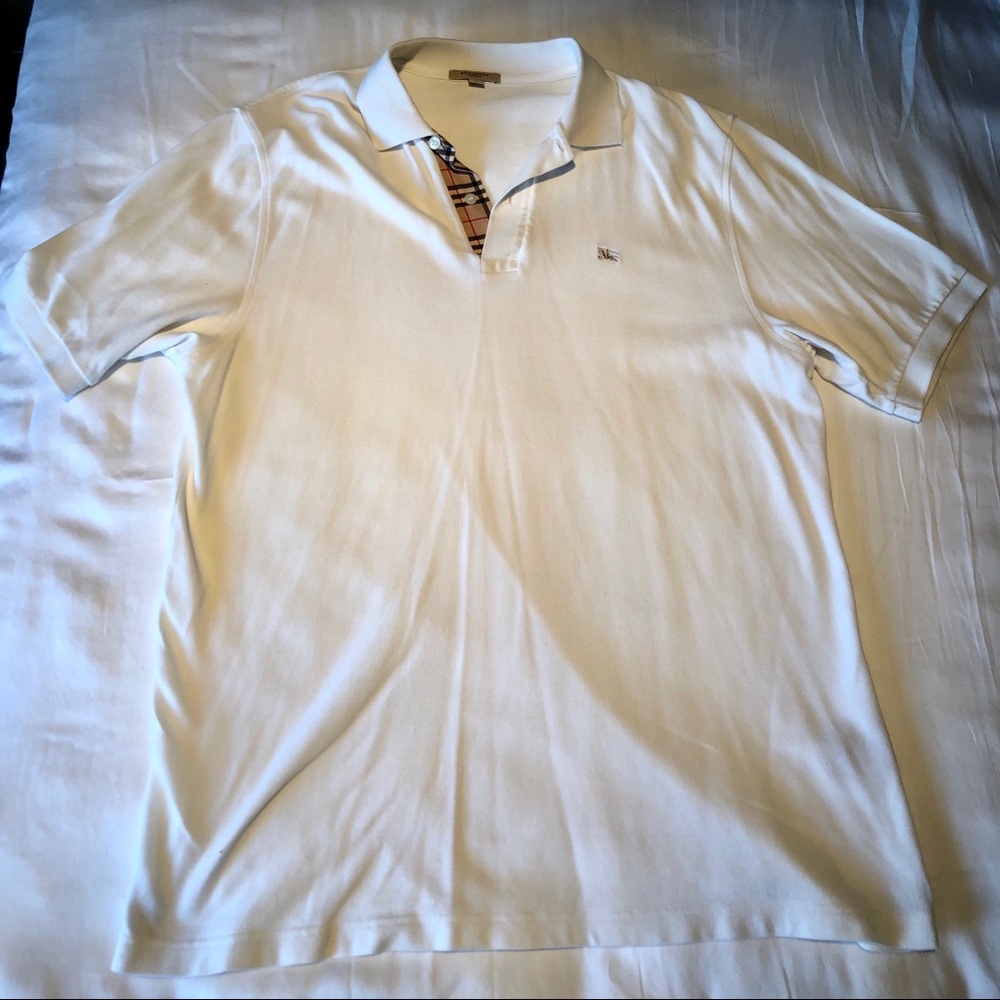Men’s White Burberry London Polo Shirt